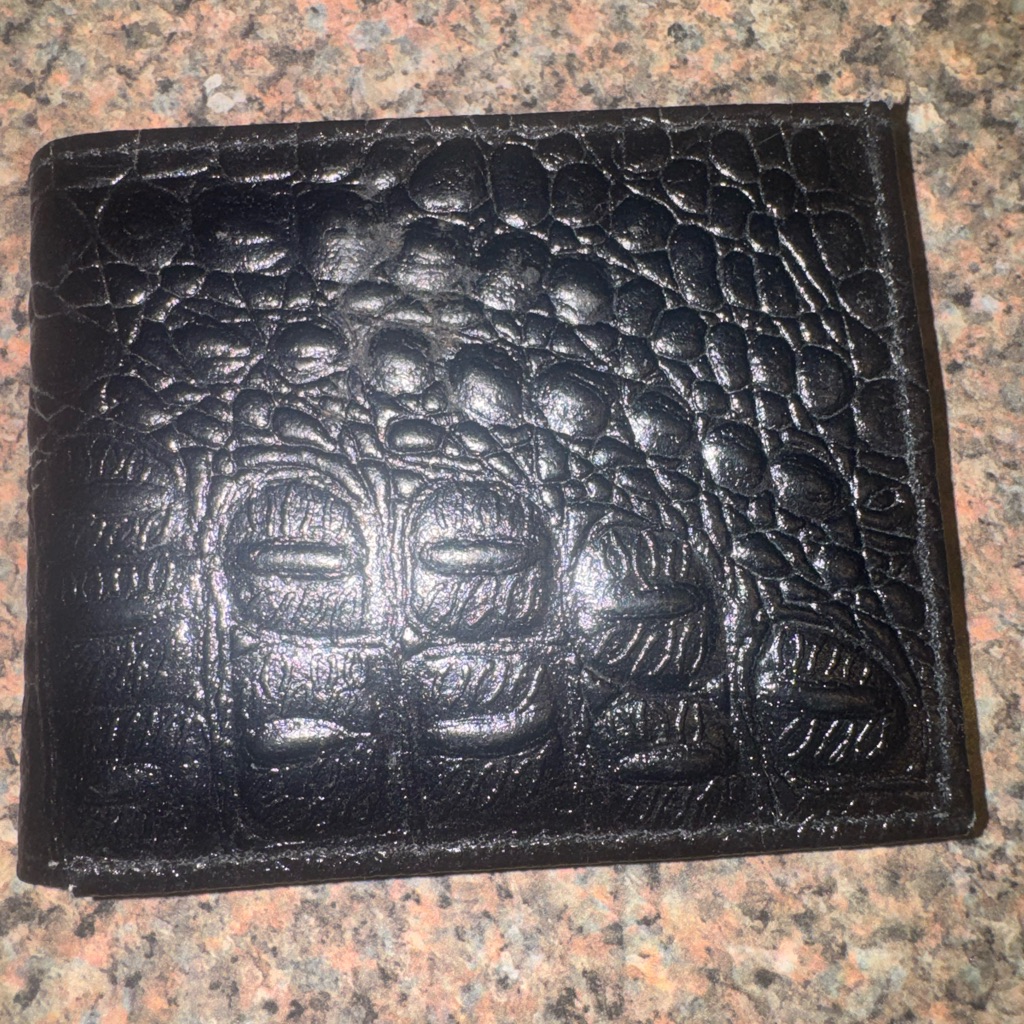 Black Crocodile Embossed Leather Wallet